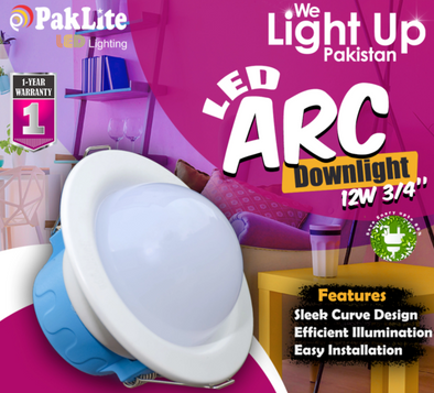 Pack of 3 Paklite LED DL Arc 12W 3/4"