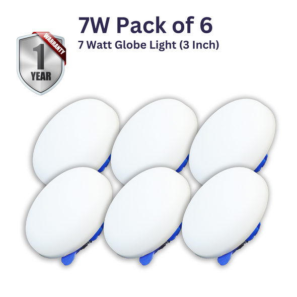 DELTALITE 7 WATT GLOBE LED BULB DOWNLIGHT PACK OF 6 (3 INCH)