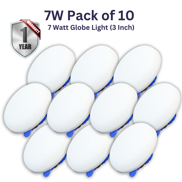 DELTALITE 7 WATT GLOBE LED BULB DOWNLIGHT PACK OF 10 (3 INCH)