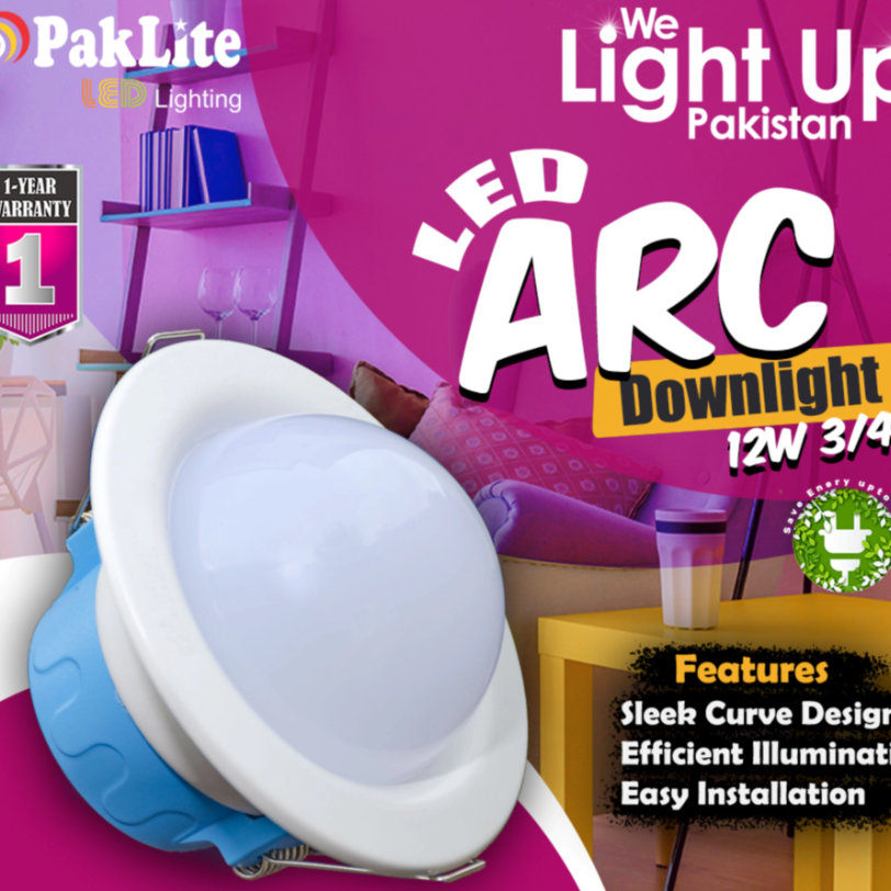 Pak Led Tng Pack of 3 Paklite LED DL Arc 12W 3/4