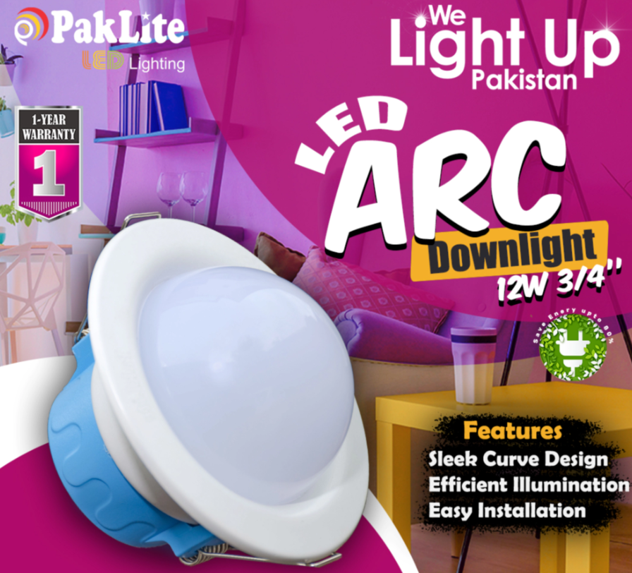 PACK OF 3 PAKLITE LED DL ARC 12W 3/4"