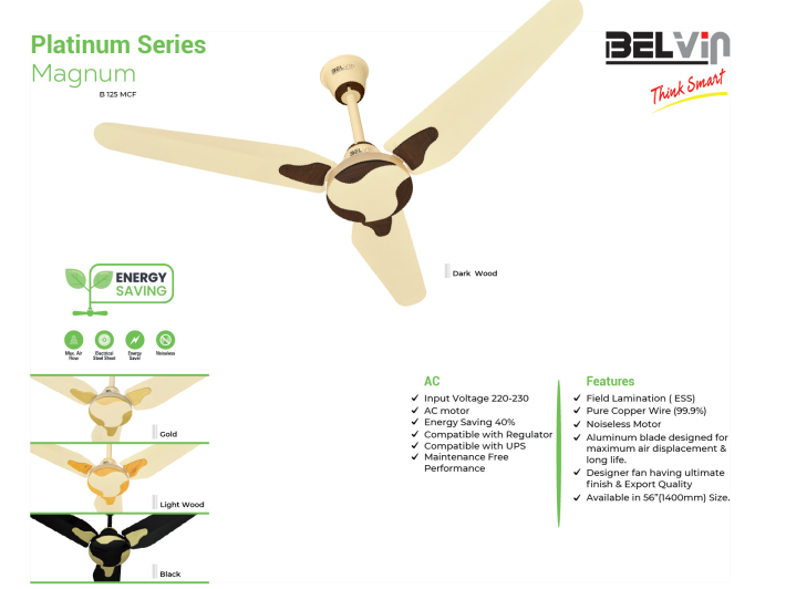 BELVIN CEILING FAN MAGNUM PLATINUM SERIES