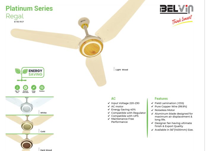 BELVIN CEILING FAN REGAL PLATINUM SERIES