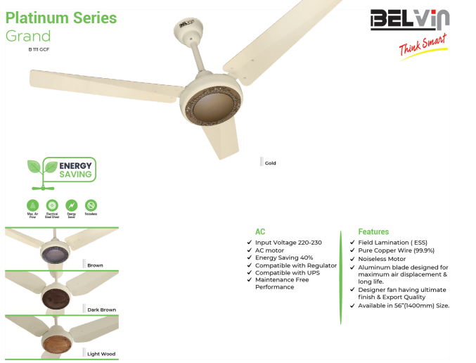 BELVIN CEILING FAN GRAND MODEL PLATINUM SERIES